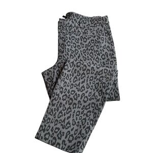 Banana Republic Sloan Gray Black Animal Print Pant Size 14